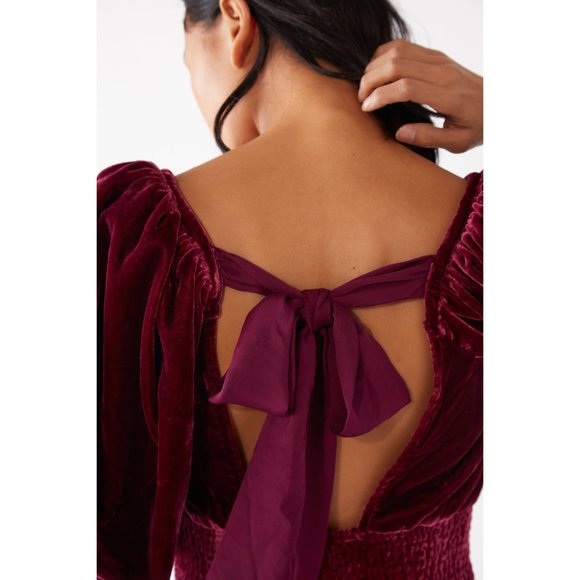 NWT Free People Marie Velvet Open Back / Wine - Picture 4 of 6